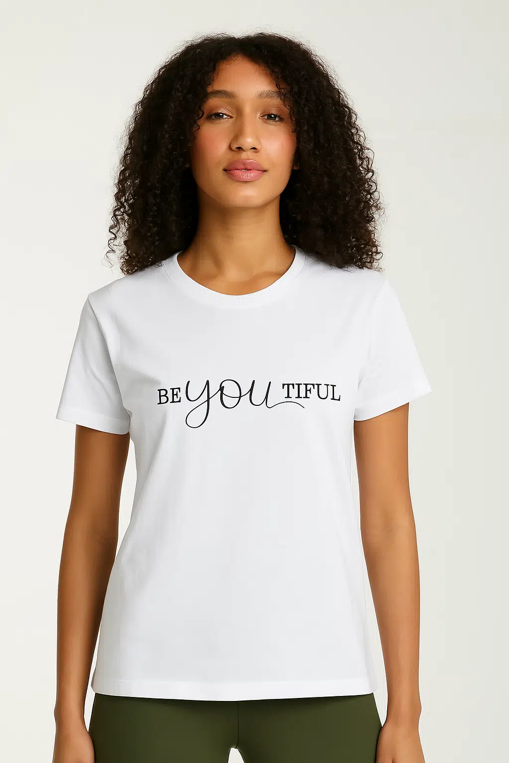 Beyaz Beyoutiful Yazılı T-shirt