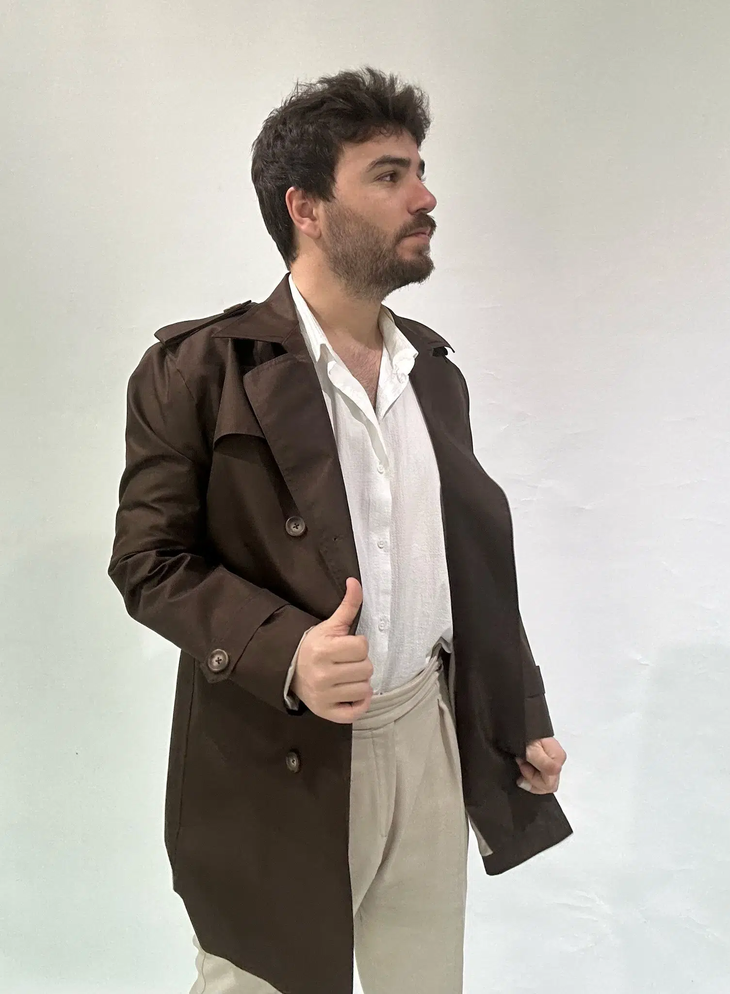 Kahverengi Erkek Trençkot