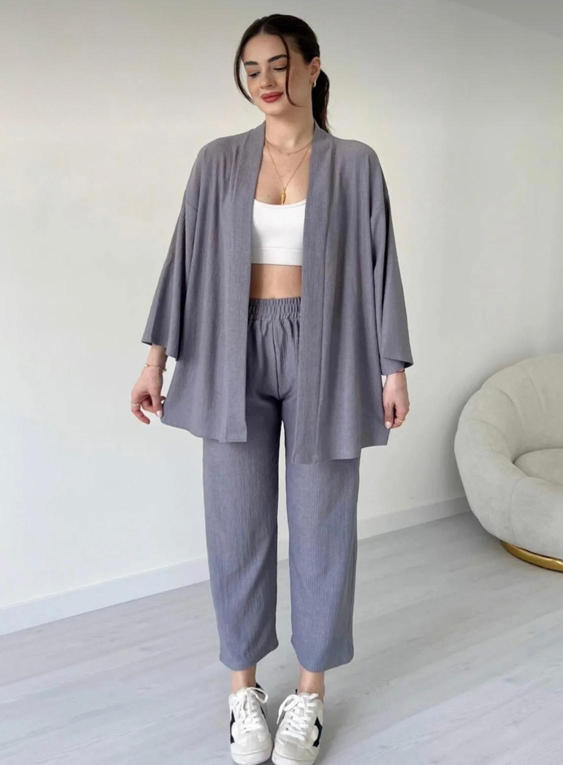 Gri Kimono Takım