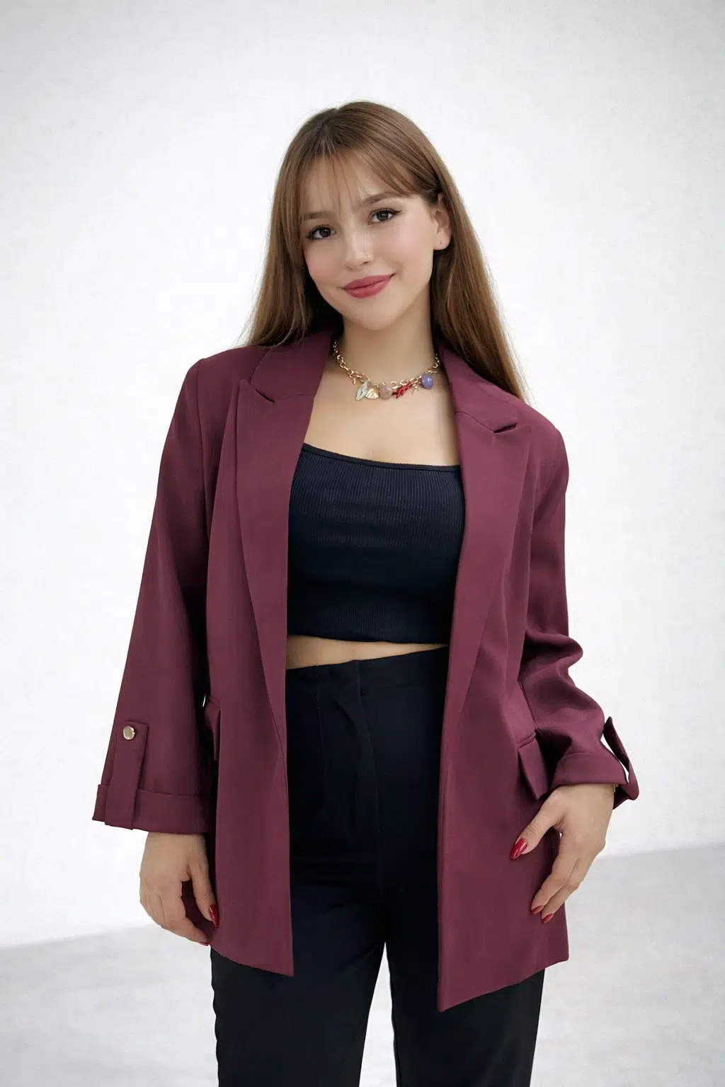 Kadın Blazer Ceket - Bordo