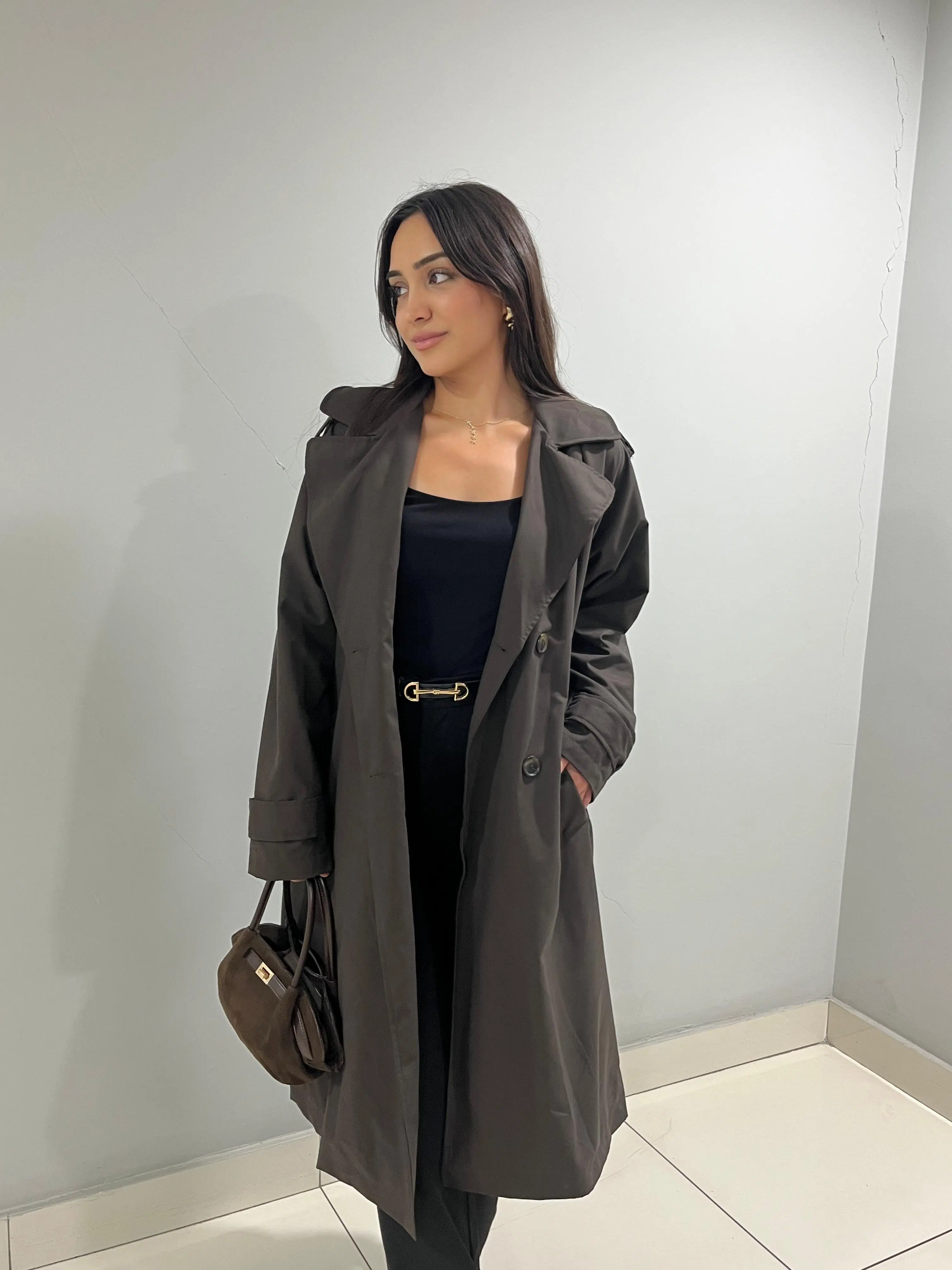 Kadın Kemerli Uzun Trençkot – Su Geçirmez, Astarlı, Oversize Model