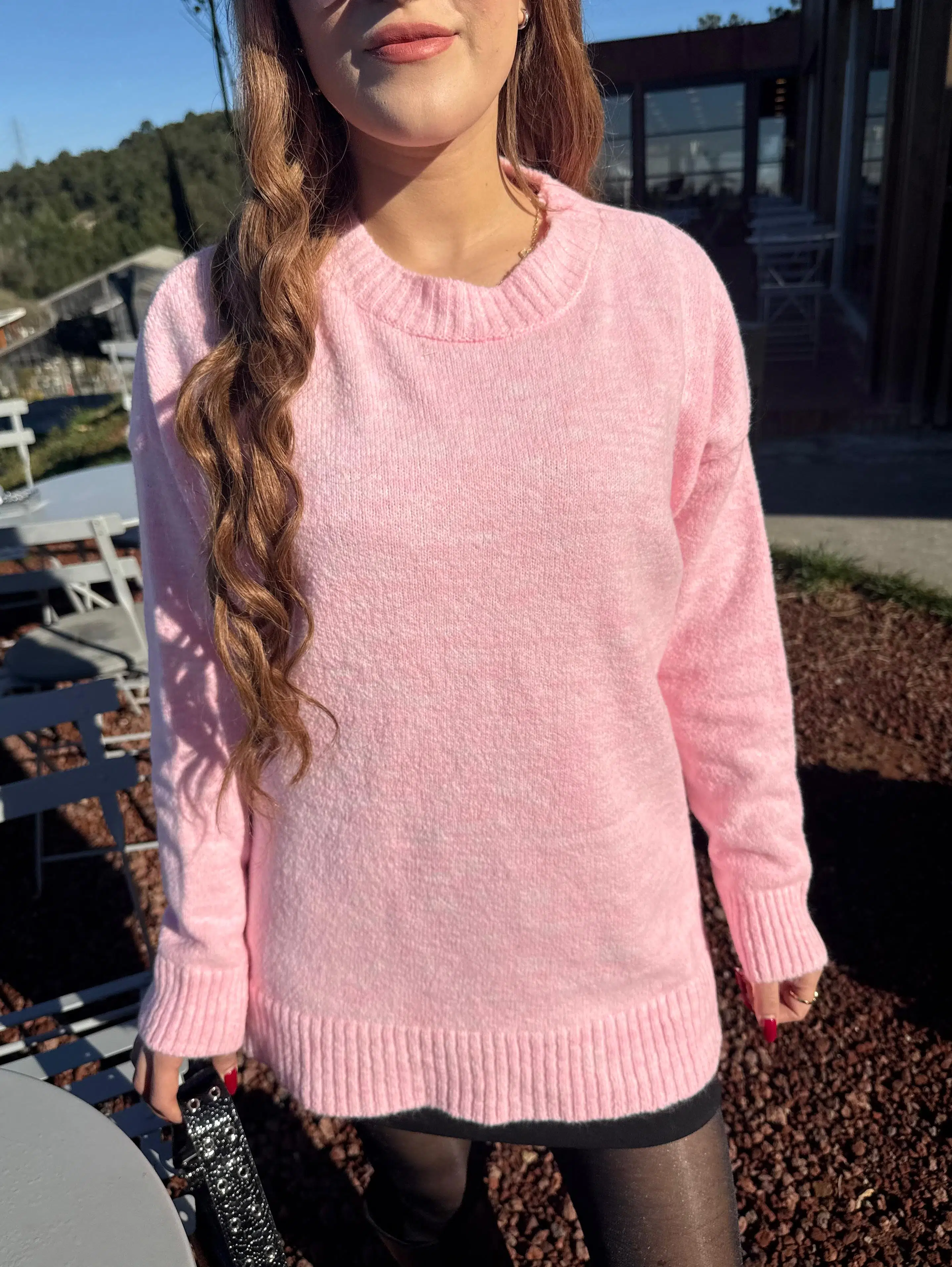 Kadın Oversize Bol Kesim Pinterest Model Triko Yumuşacık Kazak - Pembe