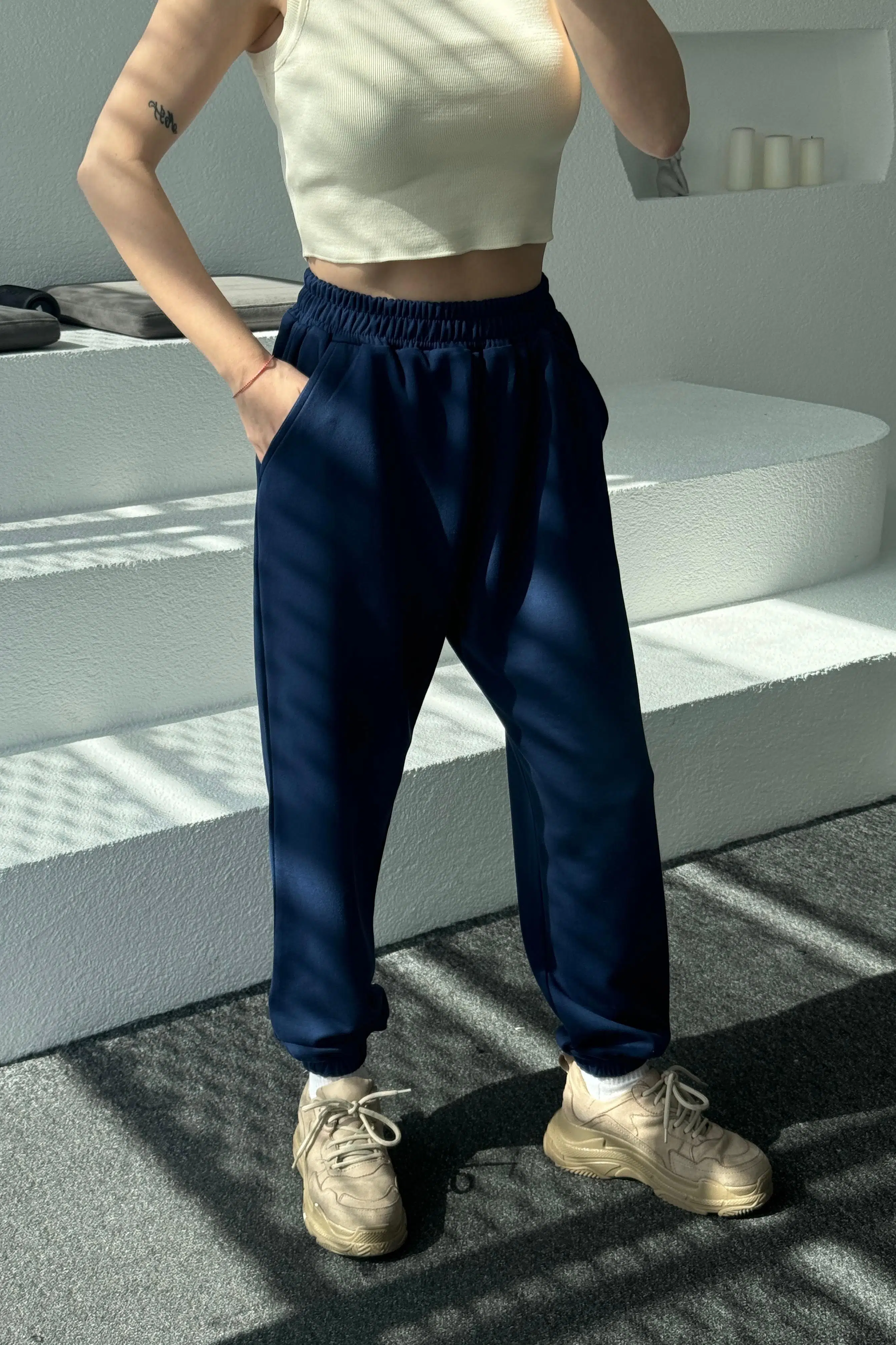 Lacivert Lastikli Eşofman