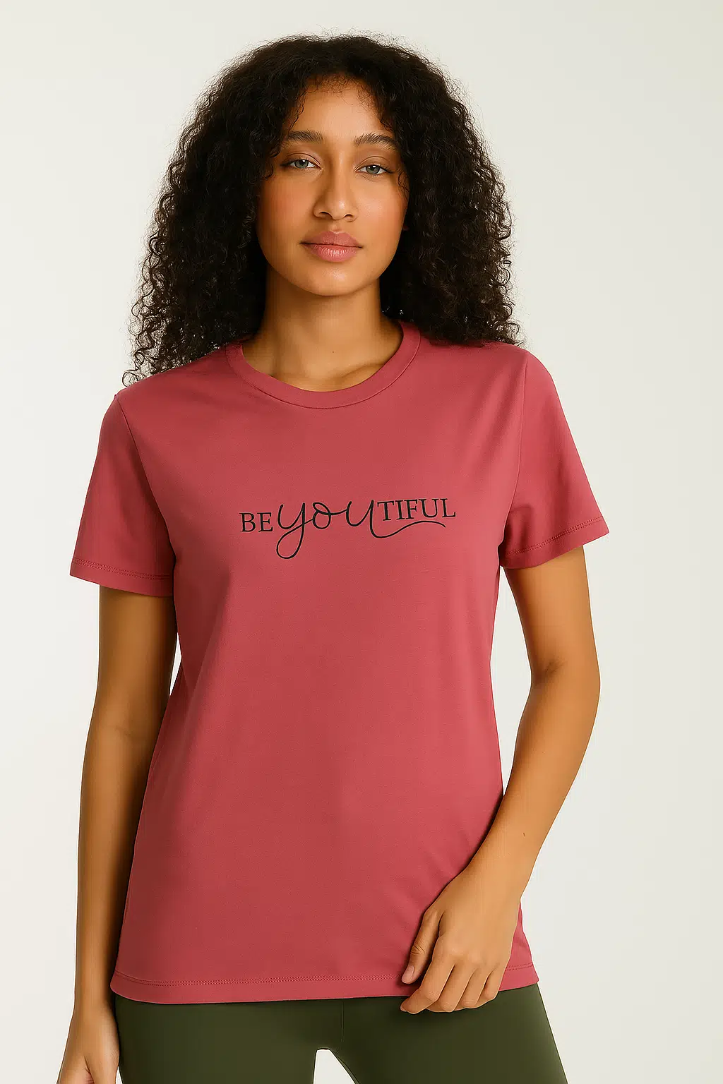 Pembe Beyoutiful Yazılı T-shirt