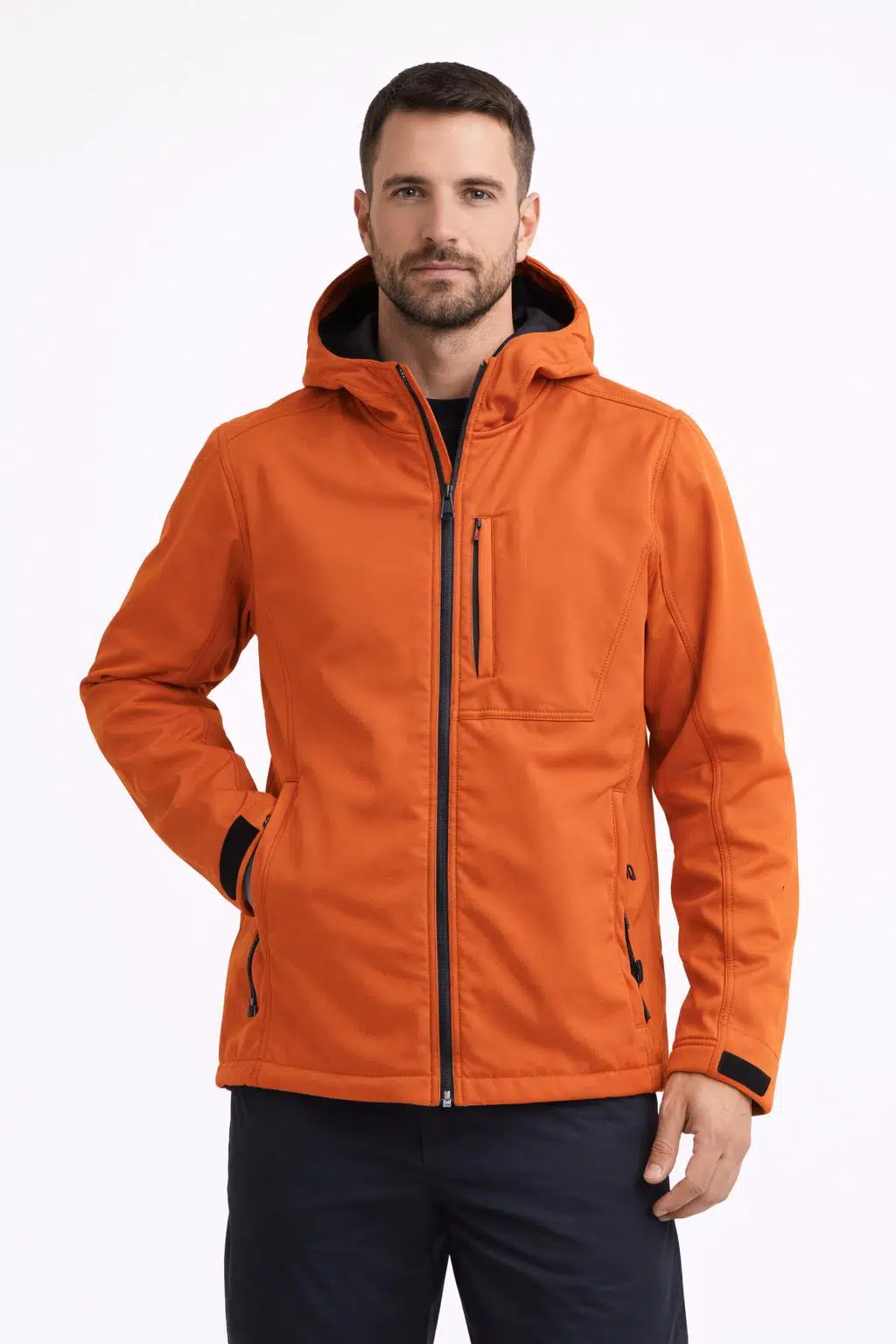 Siyah Softsheel Erkek Mont - Turuncu