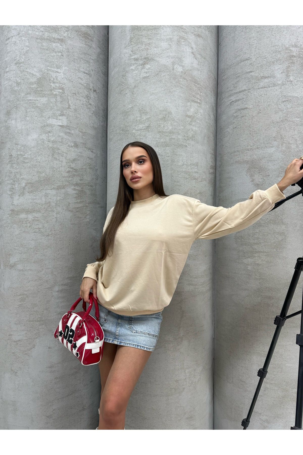 Düz Renk Kadın Sweatshirt