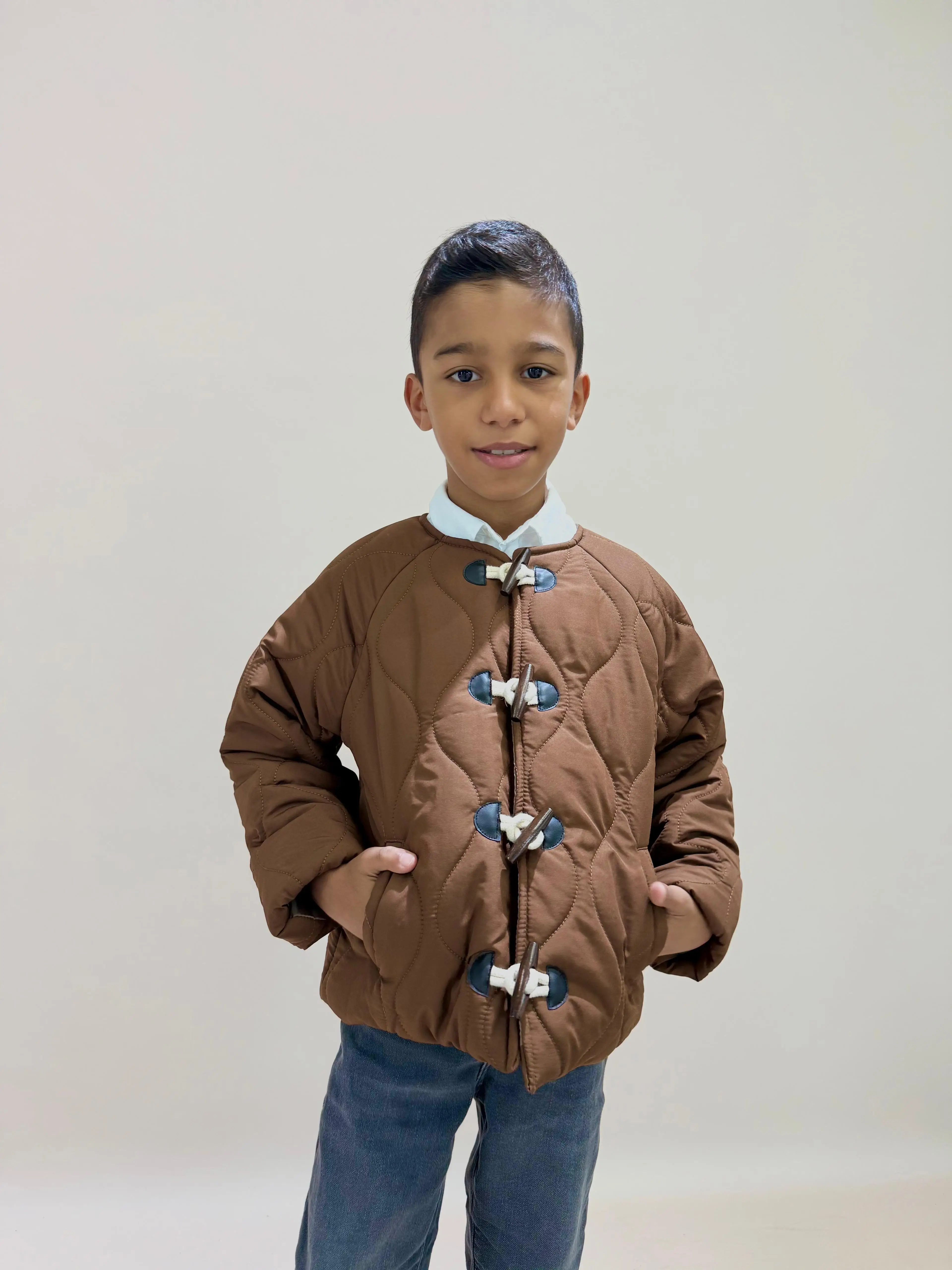 Unisex Çocuk Mevsimlik Mont Çoban Model - Kahverengi