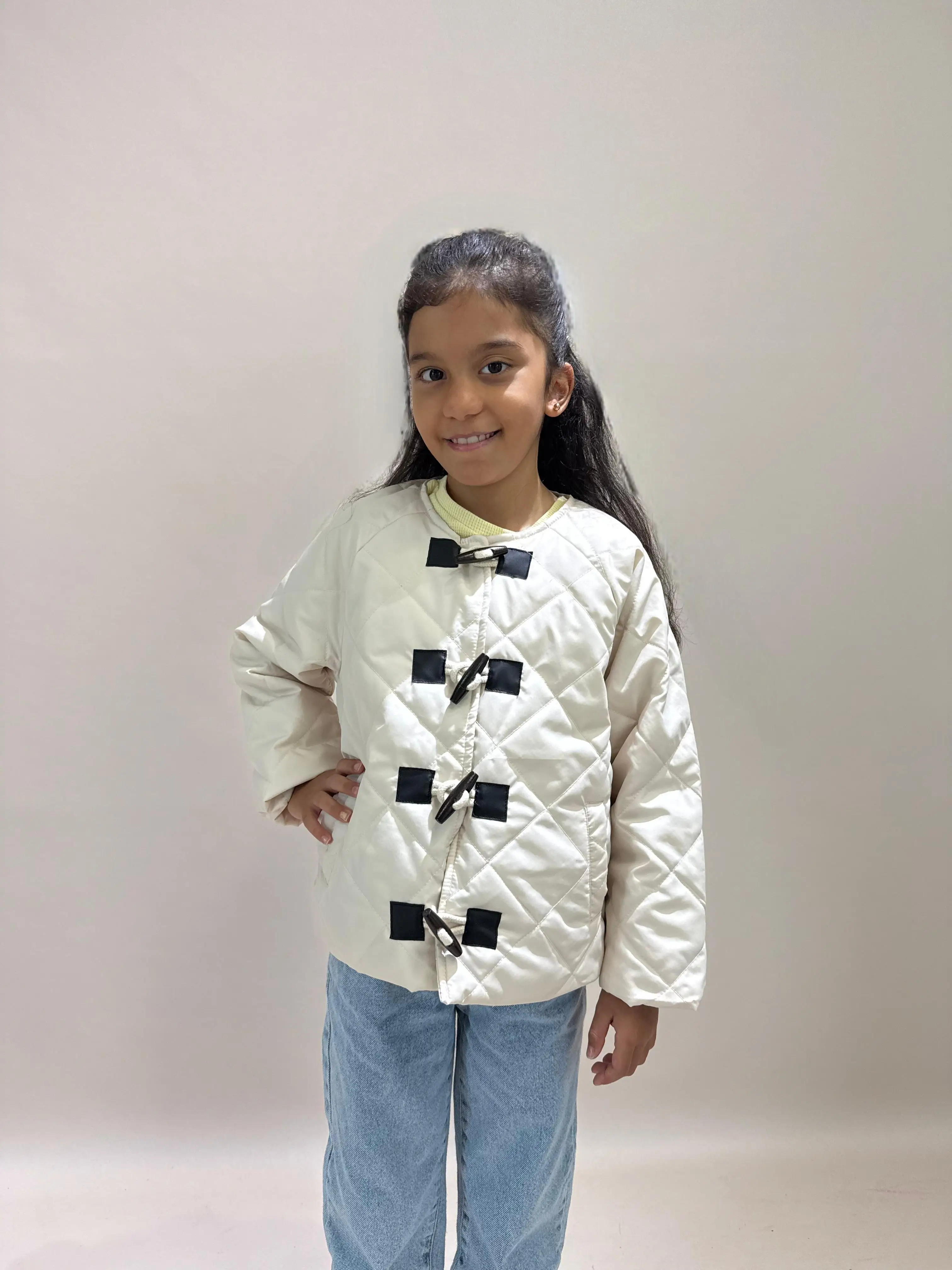 Unisex Çocuk Mevsimlik Mont Çoban Model - Ekru